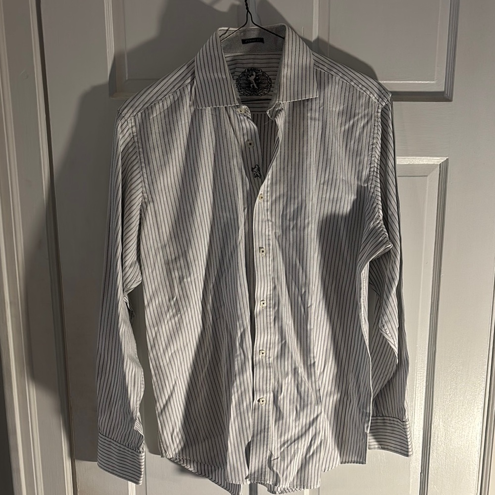 Bugatchi Gray and White Casual Button Down Shirt